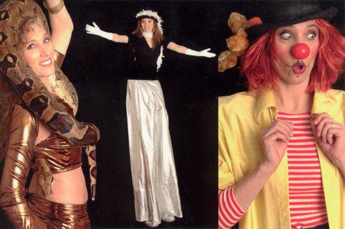 Fabienne als Stelzenclown