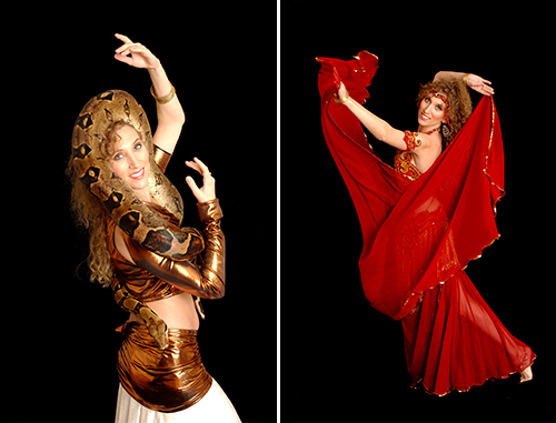 Fabienne mit Schlange (links) / orientalischer Tanz (links) Fabienne mit Schlange (links) / orientalischer Tanz (links)